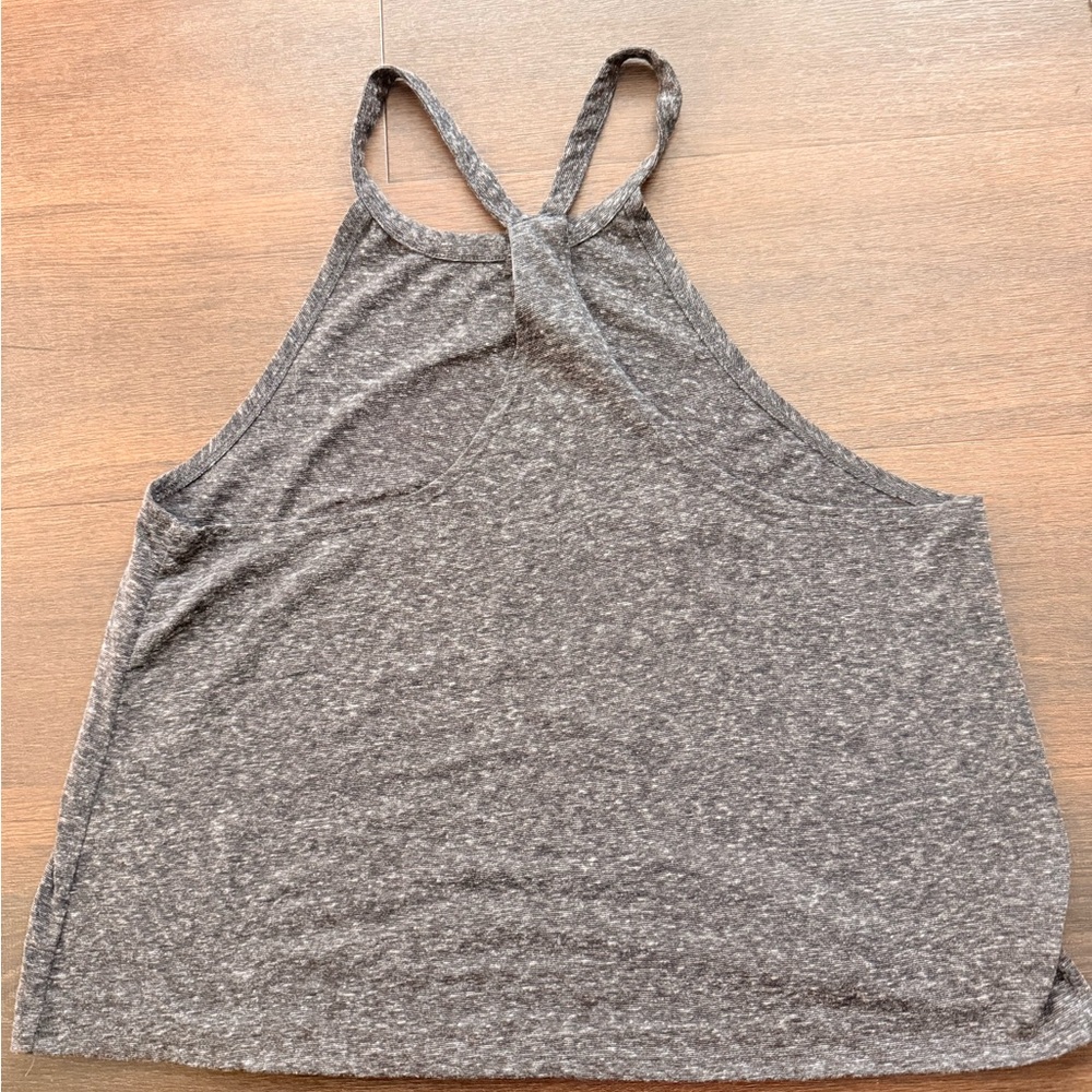 Modern Lux Gray Racerback Tank with American Flag Lip Graphic - Picture 5 of 5